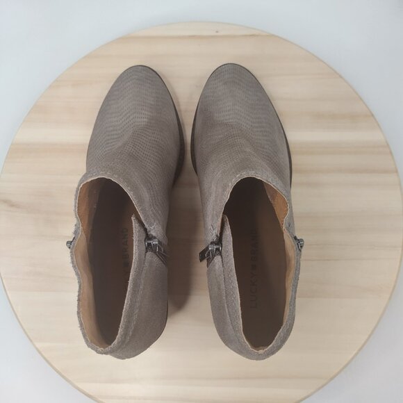 Lucky Brand Suede Booties Double Zipper Gray Women US 7 - Picture 5 of 9